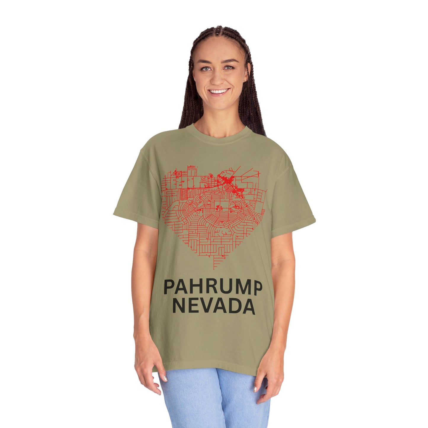 Heart Map Pahrump Unisex T-Shirt | Casual Gift for Nevada Lovers, Travel Souvenir, Unique City Design, Vintage Style Tee