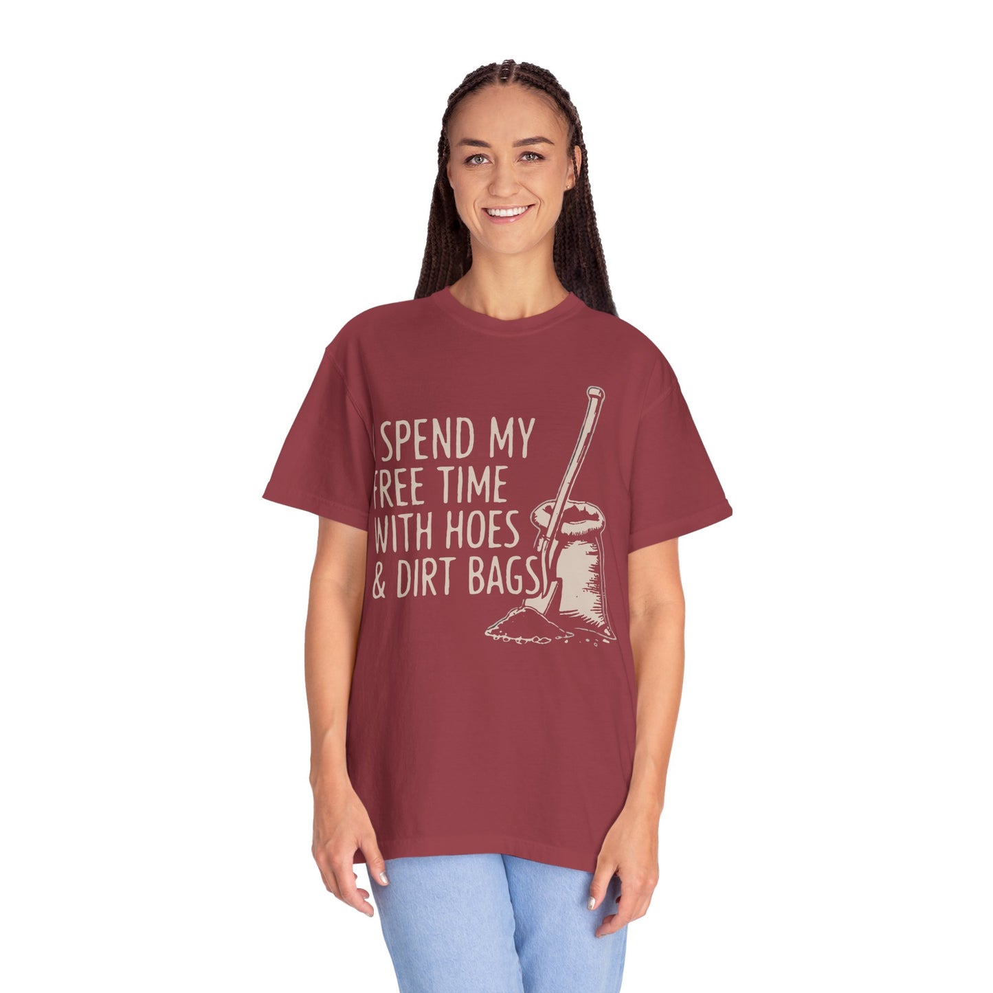 Funny Gardening T-Shirt, Unisex Tee for Garden Lovers, Gifts for Plant Moms, Farmhouse Apparel, Hoes & Dirt Bags Design