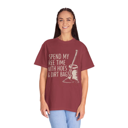 Funny Gardening T-Shirt, Unisex Tee for Garden Lovers, Gifts for Plant Moms, Farmhouse Apparel, Hoes & Dirt Bags Design