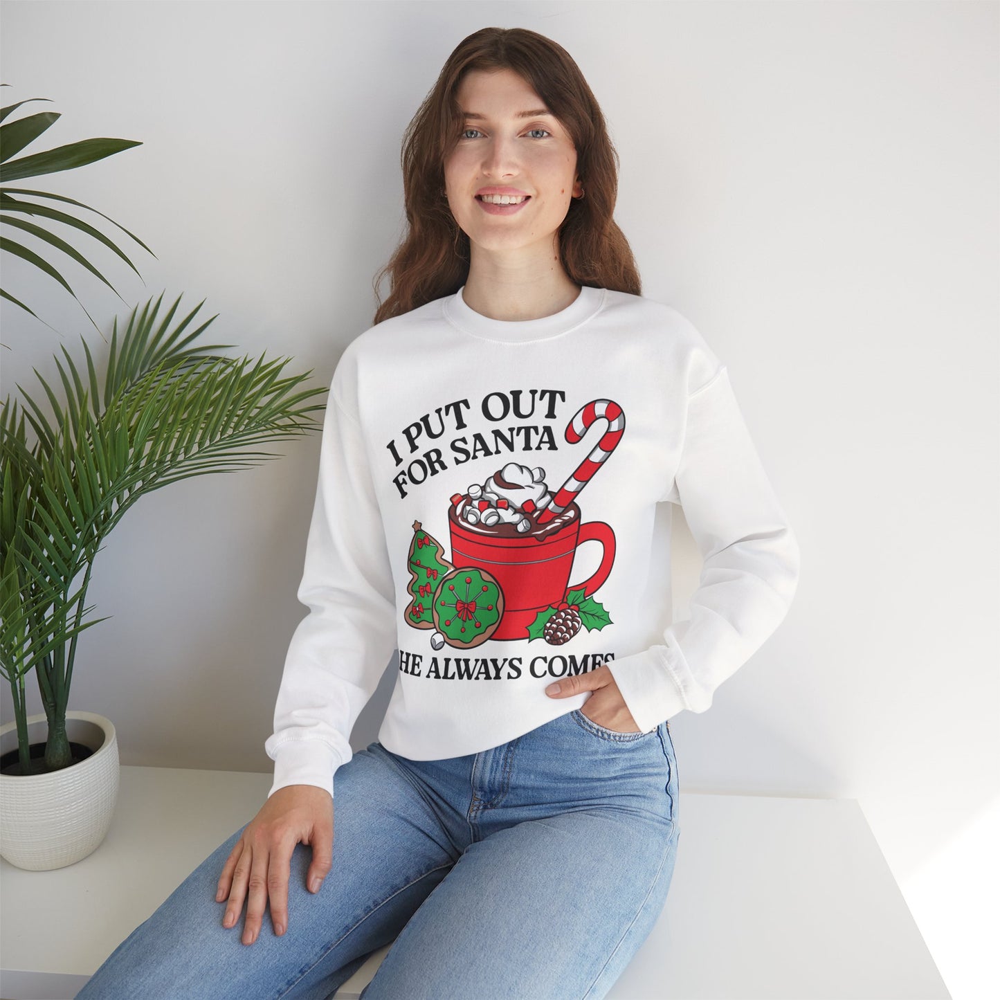 Festive Santa Sweatshirt - "I Put Out for Santa" Christmas Crewneck