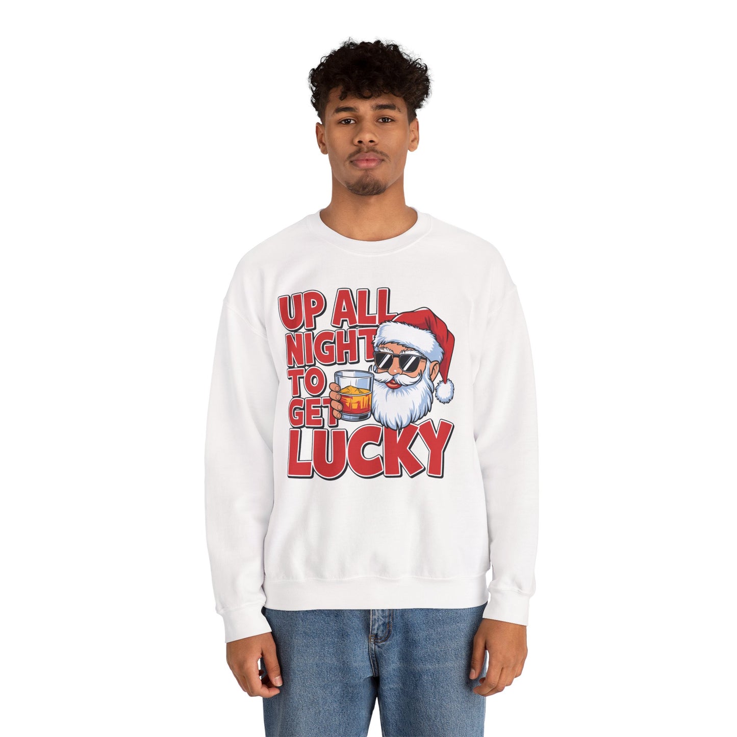 Up All Night to Get Lucky Santa Christmas Sweatshirt