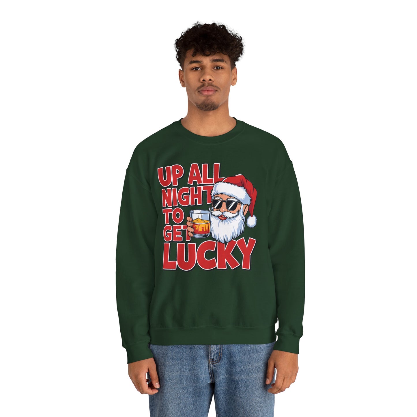 Up All Night to Get Lucky Santa Christmas Sweatshirt