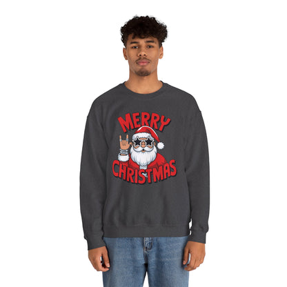 Merry Christmas Rockin' Santa Crewneck Sweatshirt