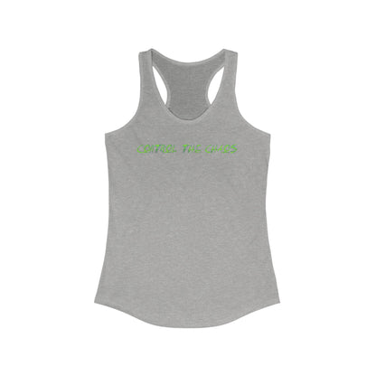 Racerback Tank Top, Control the Chaos, Drift Therapy, Summer Apparel, Gift for Car Enthusiasts, Workout Gear, Relaxed Fit