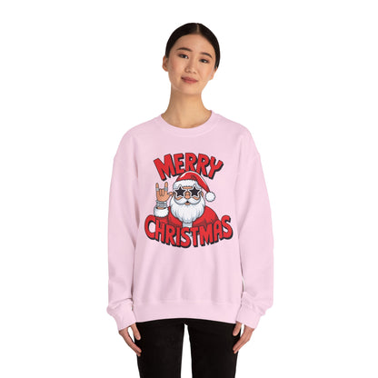 Merry Christmas Rockin' Santa Crewneck Sweatshirt