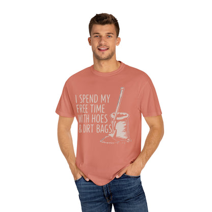 Funny Gardening T-Shirt, Unisex Tee for Garden Lovers, Gifts for Plant Moms, Farmhouse Apparel, Hoes & Dirt Bags Design