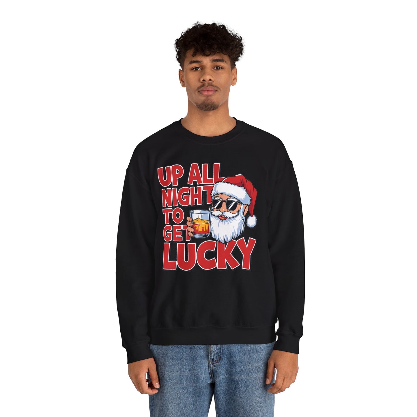 Up All Night to Get Lucky Santa Christmas Sweatshirt
