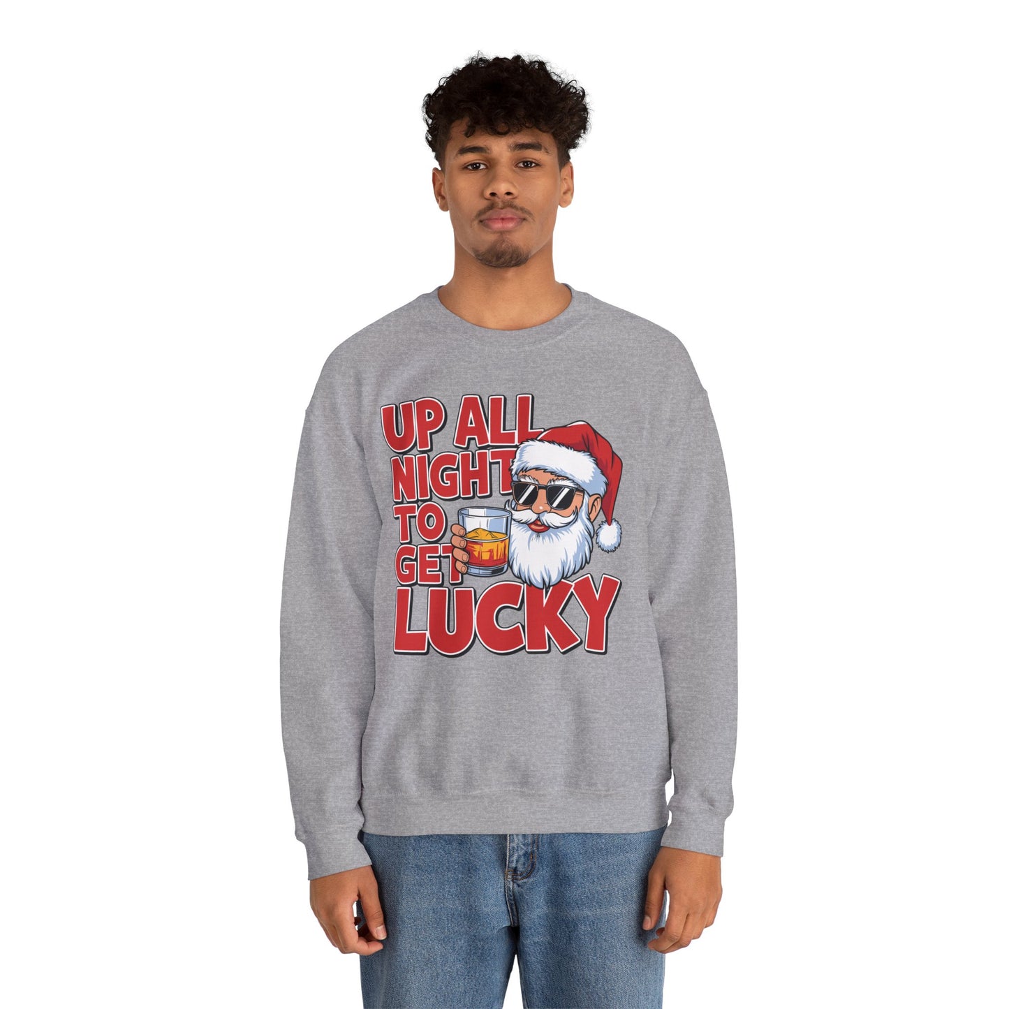 Up All Night to Get Lucky Santa Christmas Sweatshirt