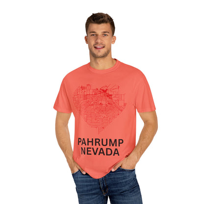 Heart Map Pahrump Unisex T-Shirt | Casual Gift for Nevada Lovers, Travel Souvenir, Unique City Design, Vintage Style Tee
