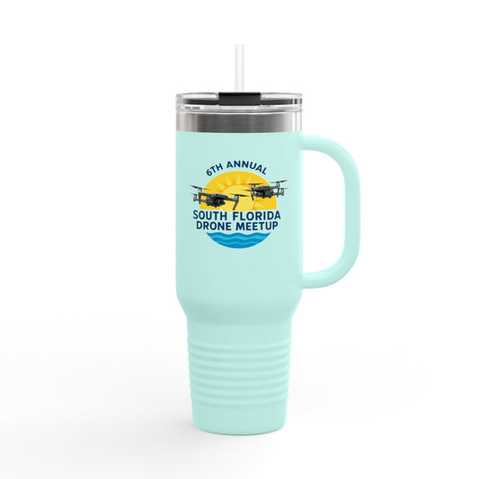 6th Annual South Florida Drone Meetup Insulated Travel Mug, Light Colored, 40oz
