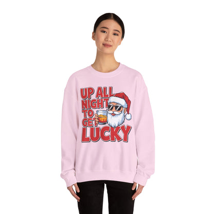 Up All Night to Get Lucky Santa Christmas Sweatshirt