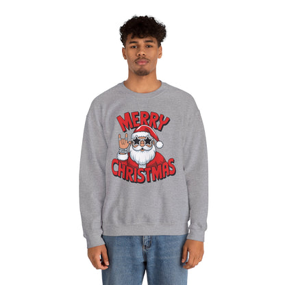 Merry Christmas Rockin' Santa Crewneck Sweatshirt