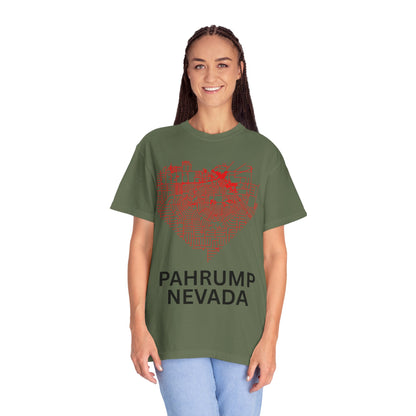 Heart Map Pahrump Unisex T-Shirt | Casual Gift for Nevada Lovers, Travel Souvenir, Unique City Design, Vintage Style Tee