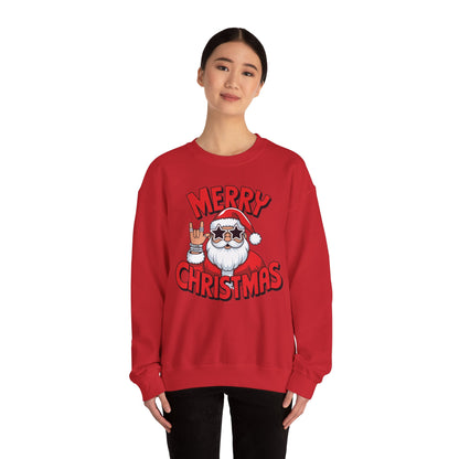 Merry Christmas Rockin' Santa Crewneck Sweatshirt