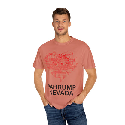 Heart Map Pahrump Unisex T-Shirt | Casual Gift for Nevada Lovers, Travel Souvenir, Unique City Design, Vintage Style Tee