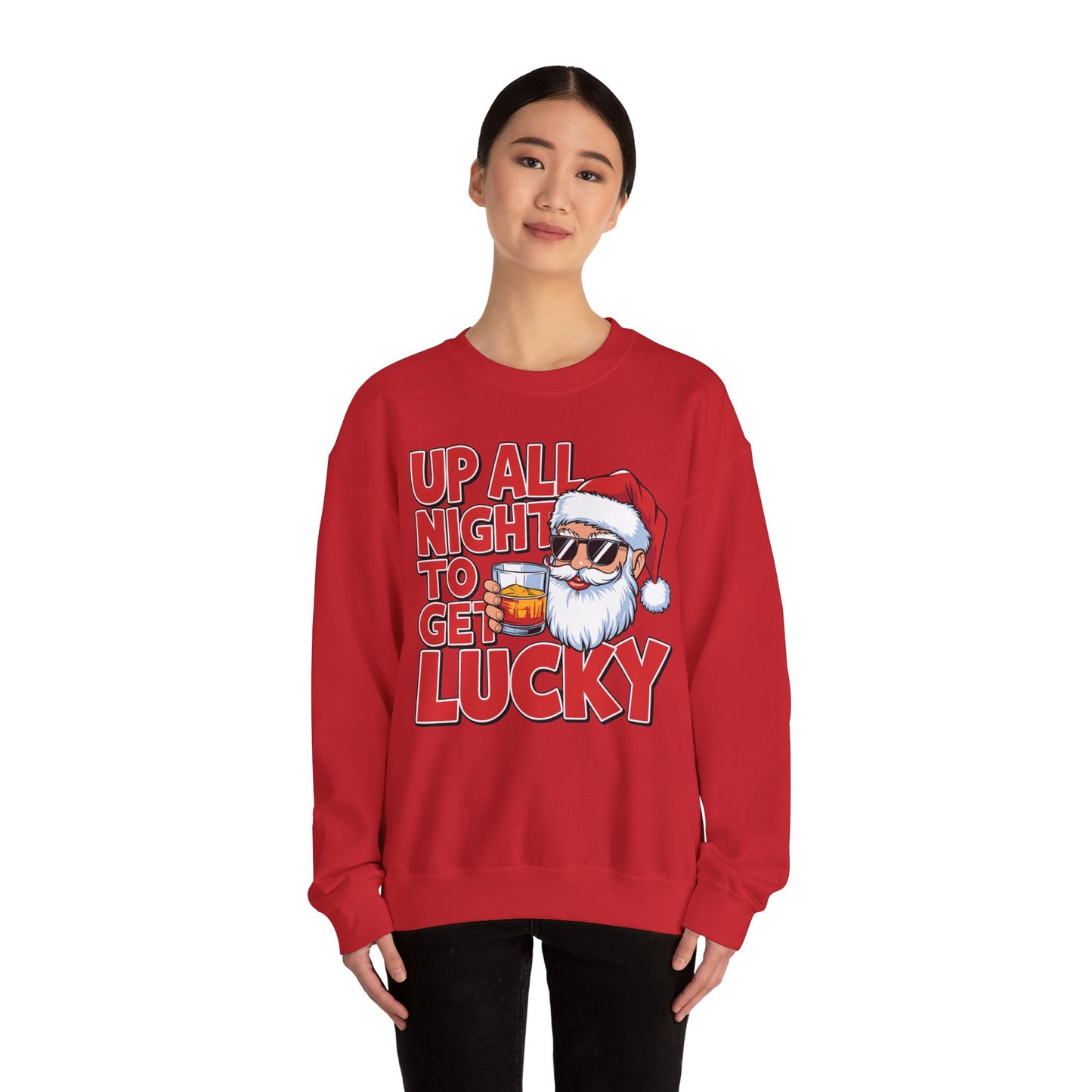 Up All Night to Get Lucky Santa Christmas Sweatshirt