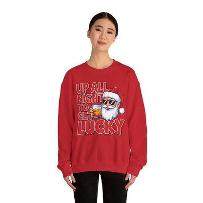 Up All Night to Get Lucky Santa Christmas Sweatshirt