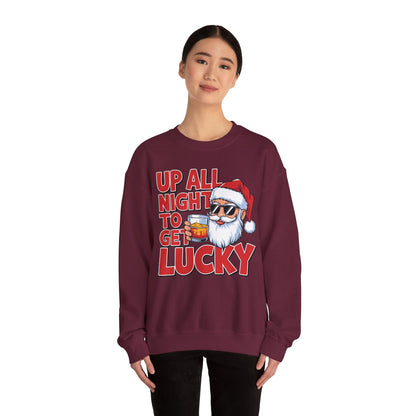 Up All Night to Get Lucky Santa Christmas Sweatshirt