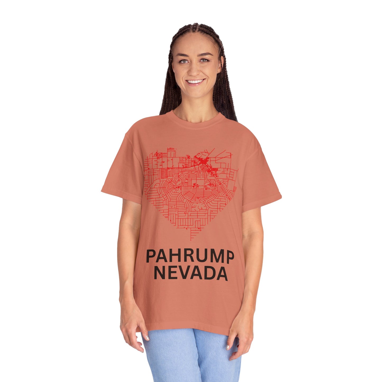 Heart Map Pahrump Unisex T-Shirt | Casual Gift for Nevada Lovers, Travel Souvenir, Unique City Design, Vintage Style Tee