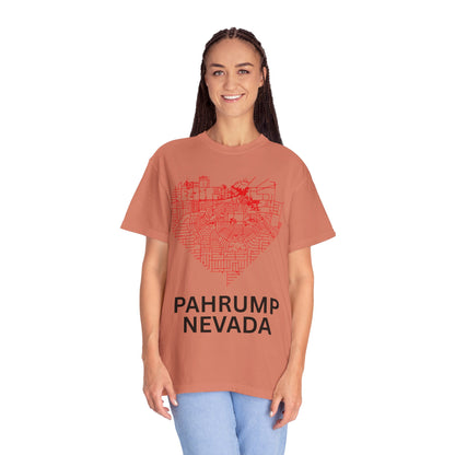 Heart Map Pahrump Unisex T-Shirt | Casual Gift for Nevada Lovers, Travel Souvenir, Unique City Design, Vintage Style Tee