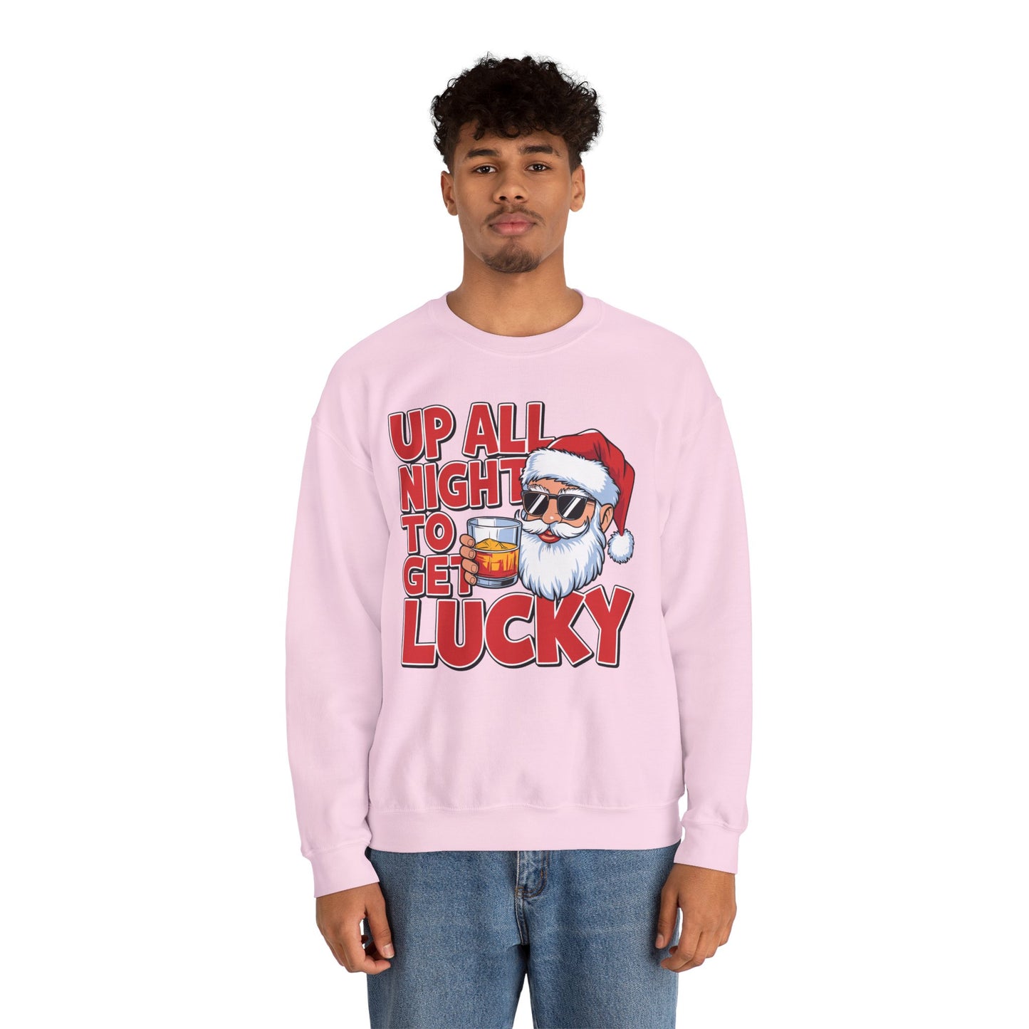 Up All Night to Get Lucky Santa Christmas Sweatshirt