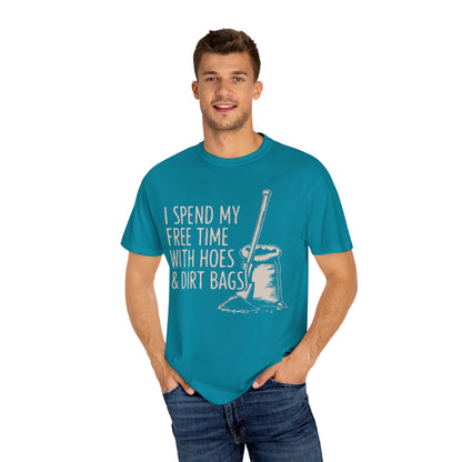 Funny Gardening T-Shirt, Unisex Tee for Garden Lovers, Gifts for Plant Moms, Farmhouse Apparel, Hoes & Dirt Bags Design