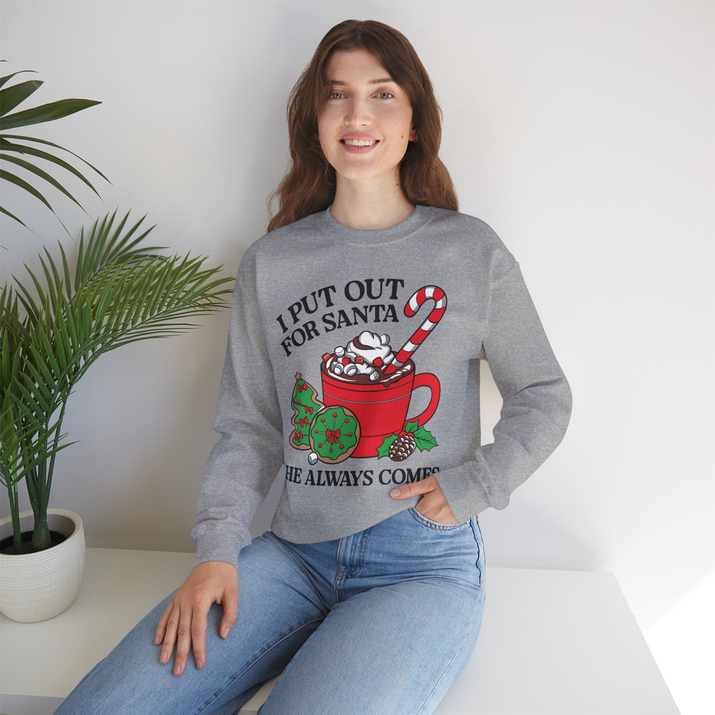Festive Santa Sweatshirt - "I Put Out for Santa" Christmas Crewneck
