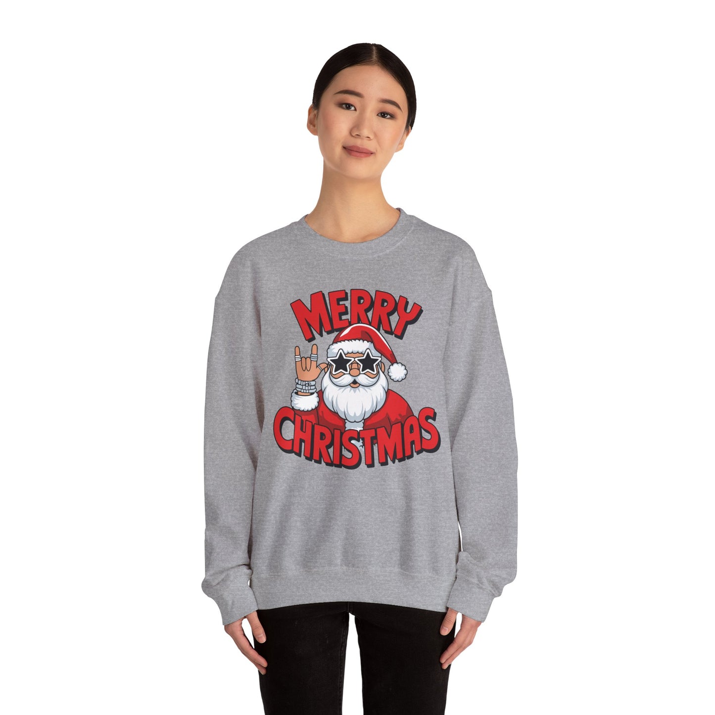 Merry Christmas Rockin' Santa Crewneck Sweatshirt