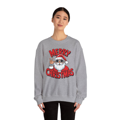 Merry Christmas Rockin' Santa Crewneck Sweatshirt