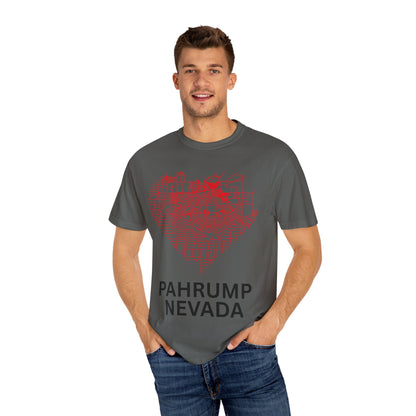 Heart Map Pahrump Unisex T-Shirt | Casual Gift for Nevada Lovers, Travel Souvenir, Unique City Design, Vintage Style Tee