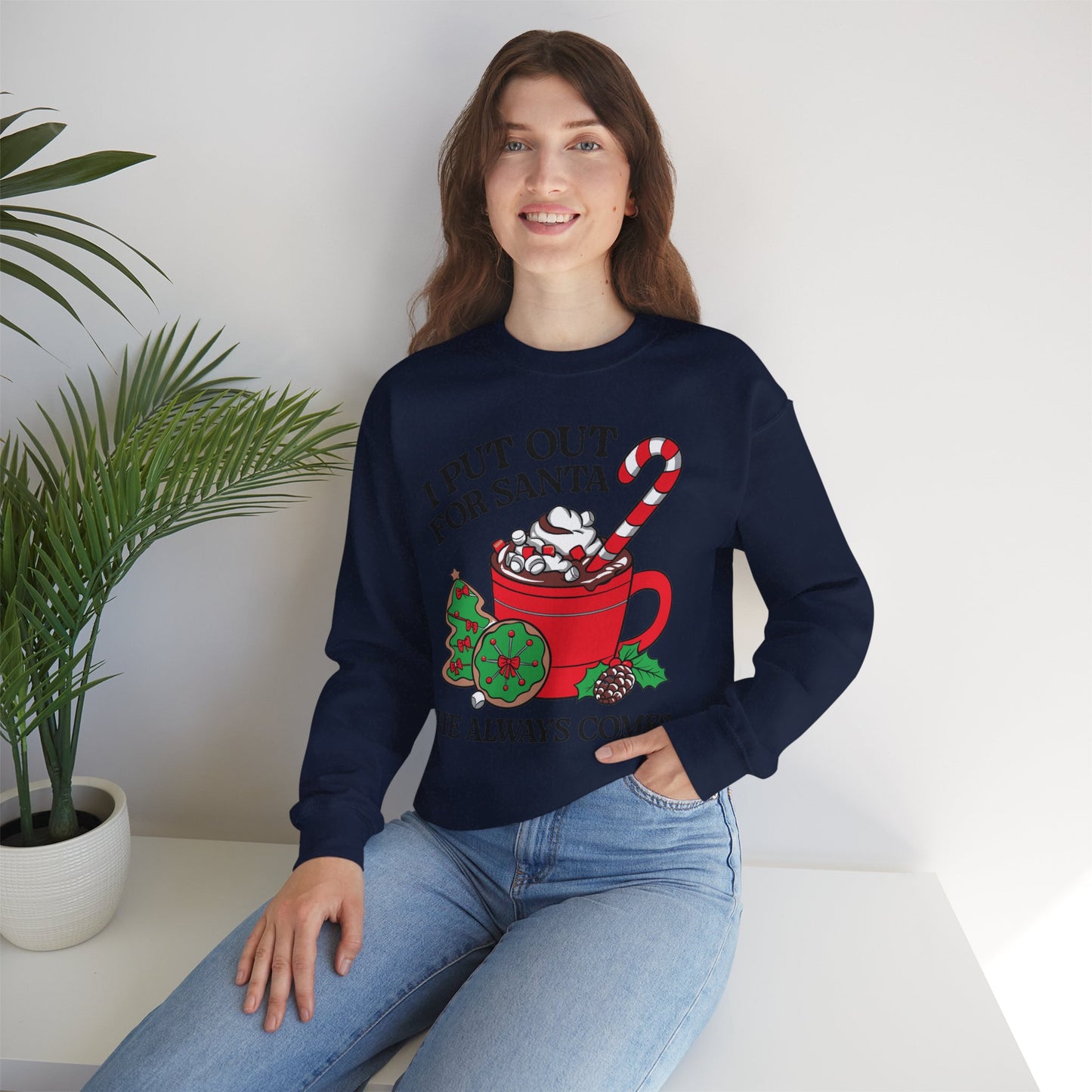 Festive Santa Sweatshirt - "I Put Out for Santa" Christmas Crewneck