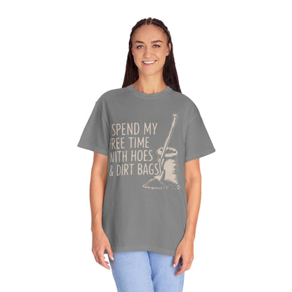 Funny Gardening T-Shirt, Unisex Tee for Garden Lovers, Gifts for Plant Moms, Farmhouse Apparel, Hoes & Dirt Bags Design