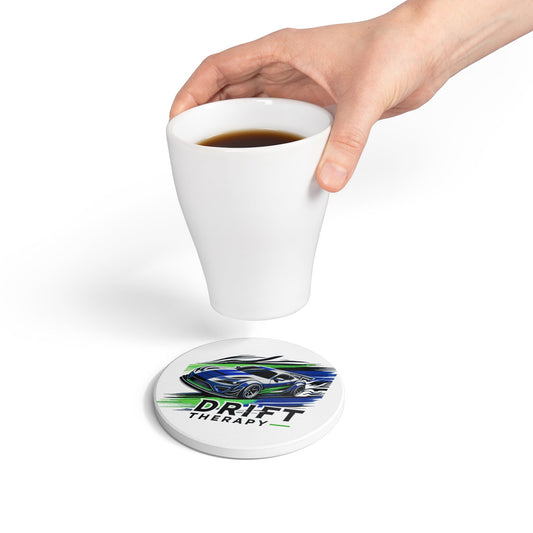 Drift Therapy Ceramic Coaster - Perfect for Auto Enthusiasts, Car Lovers, Man Cave Decor, Unique Gift Idea, Father's Day Present