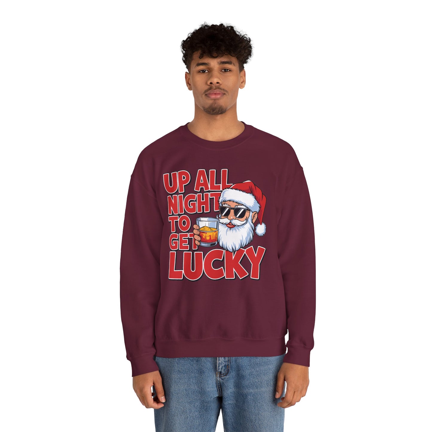 Up All Night to Get Lucky Santa Christmas Sweatshirt