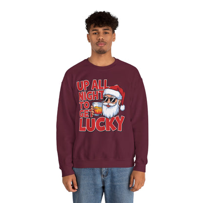 Up All Night to Get Lucky Santa Christmas Sweatshirt