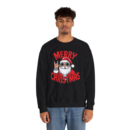 Merry Christmas Rockin' Santa Crewneck Sweatshirt