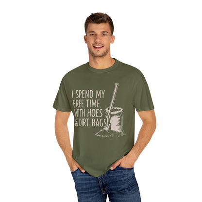 Funny Gardening T-Shirt, Unisex Tee for Garden Lovers, Gifts for Plant Moms, Farmhouse Apparel, Hoes & Dirt Bags Design