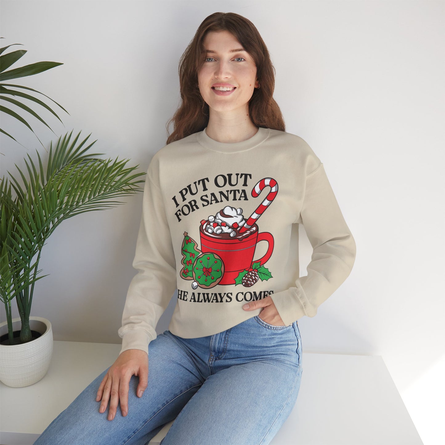 Festive Santa Sweatshirt - "I Put Out for Santa" Christmas Crewneck