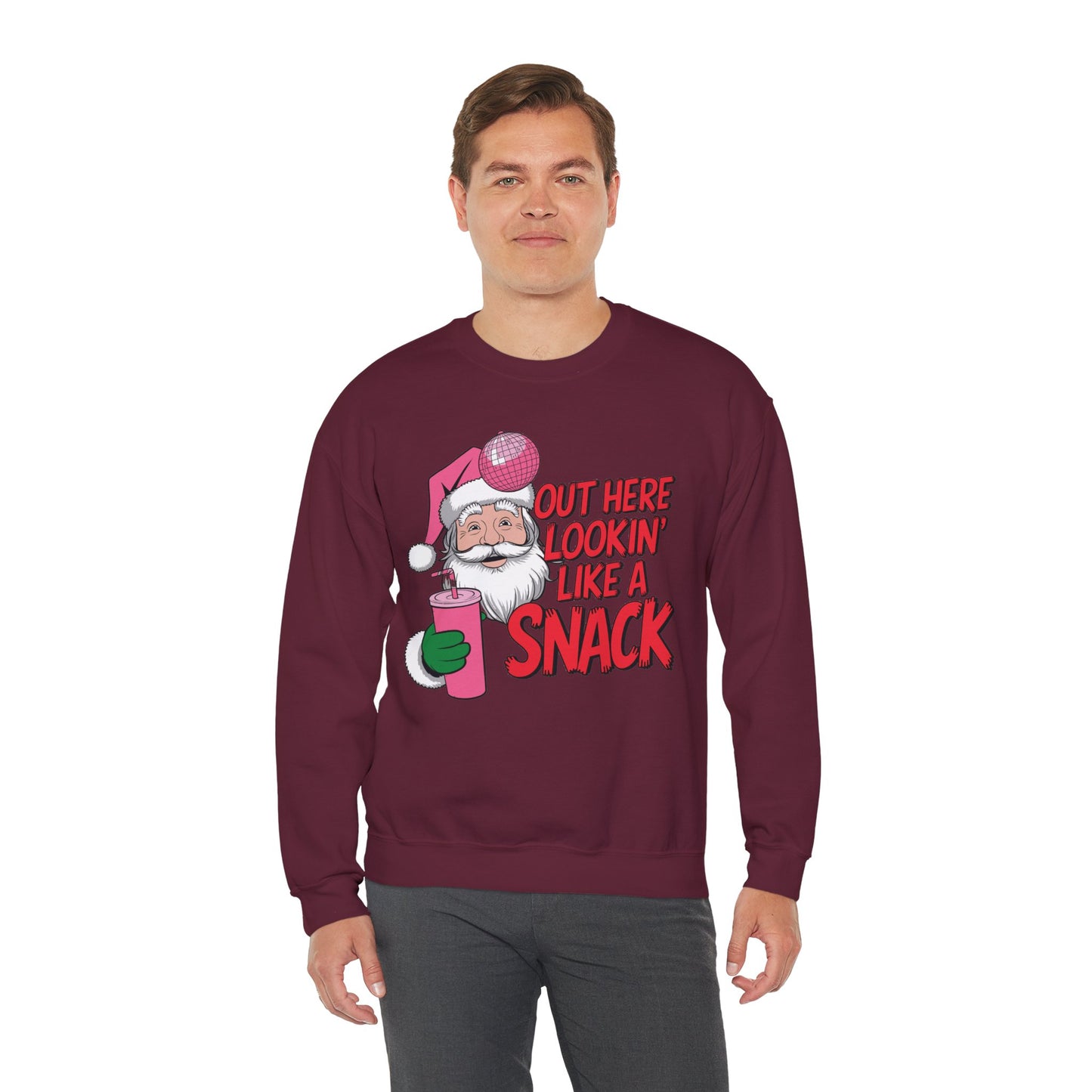 Festive Santa Christmas Sweatshirt - "Out Here Lookin' Like a Snack"