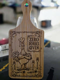 "Zero Forks Given" Laser-Engraved Bamboo Cutting Board – 11" Decorative & Functional Kitchen Board