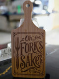 "Oh for fork's sake" Laser-Engraved Bamboo Cutting Board – 11" Decorative & Functional Kitchen Board