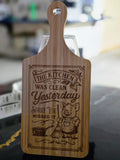 "The kitchen was clean yesterday sorry you missed it" Laser-Engraved Bamboo Cutting Board – 11" Decorative & Functional Kitchen Board