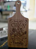 "Some call it chaos we call it family" Laser-Engraved Bamboo Cutting Board – 11" Decorative & Functional Kitchen Board