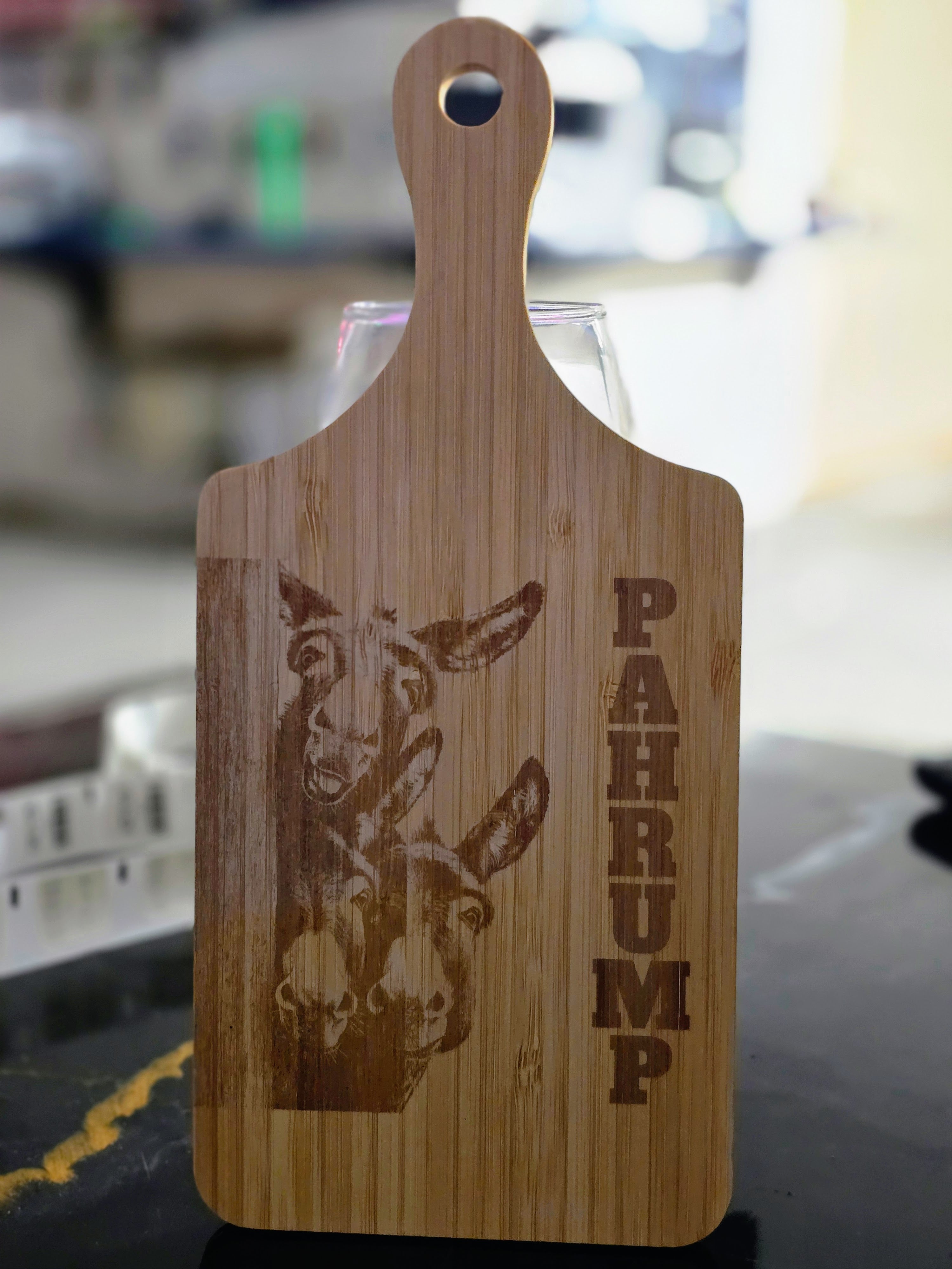 "Pahrump Burro" Laser-Engraved Bamboo Cutting Board – 11" Decorative & Functional Kitchen Board