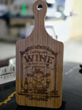 "Cooking with wine is part of the process" Laser-Engraved Bamboo Cutting Board – 11" Decorative & Functional Kitchen Board