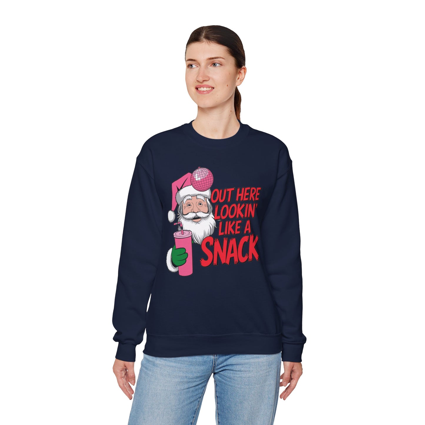 Festive Santa Christmas Sweatshirt - "Out Here Lookin' Like a Snack"