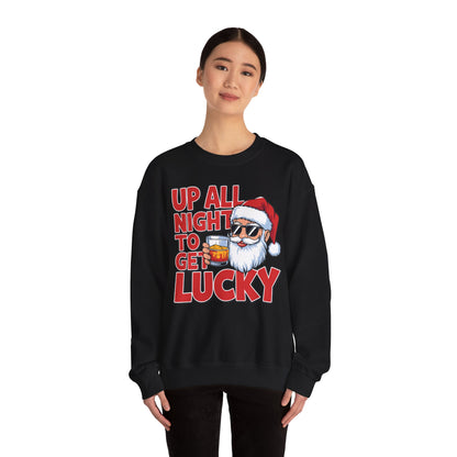 Up All Night to Get Lucky Santa Christmas Sweatshirt