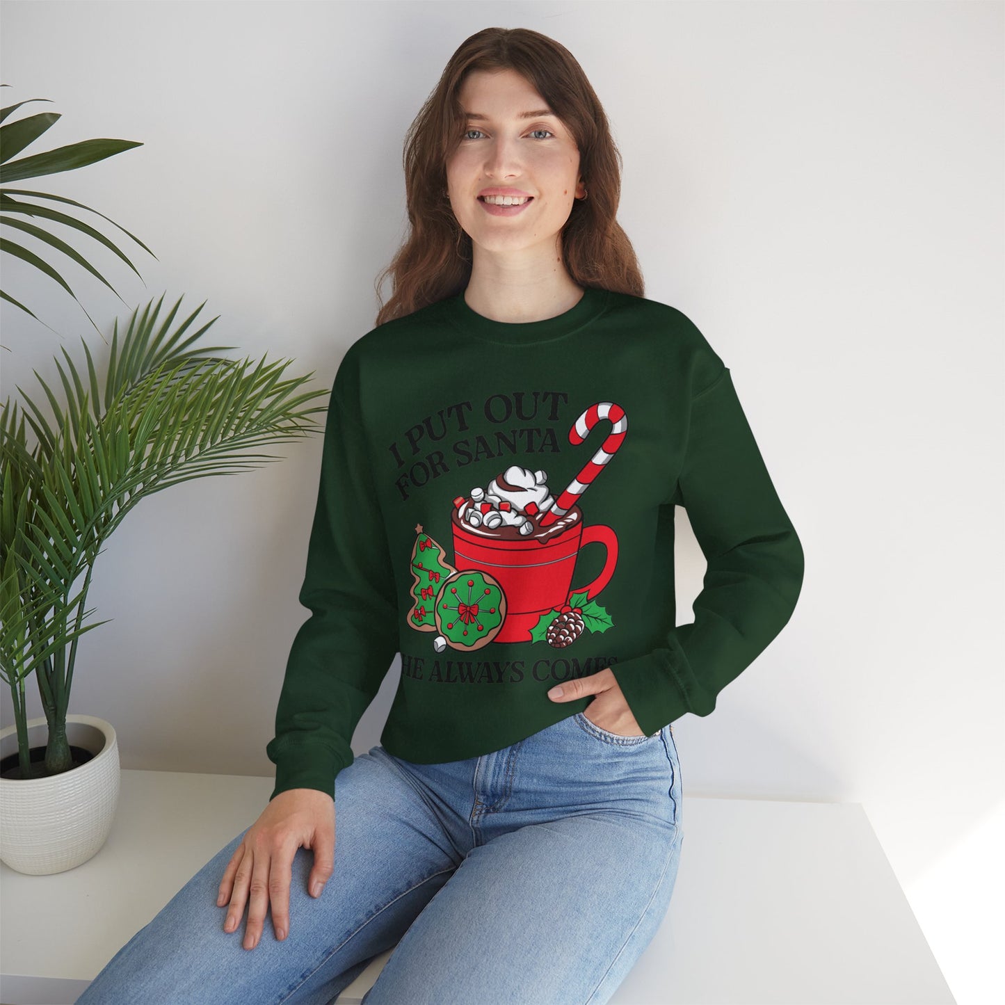 Festive Santa Sweatshirt - "I Put Out for Santa" Christmas Crewneck