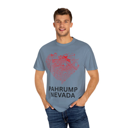 Heart Map Pahrump Unisex T-Shirt | Casual Gift for Nevada Lovers, Travel Souvenir, Unique City Design, Vintage Style Tee