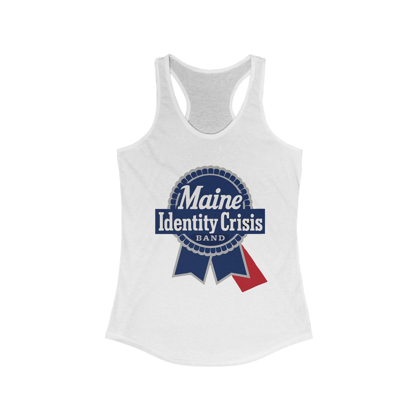 Identity Crisis Women's Racerback Tank Pabst Blue Ribbon Edition